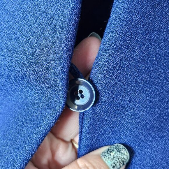 Chadwicks Collection NWOT Womens Blue Wool Blend Belted Blazer Jacket Peplum 8 - Picture 8 of 11